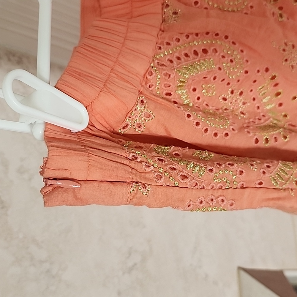 🧡 BOSTON PROPER Coral METALLIC EMBROIDERED EYELET MAXI SKIRT 🧡 - Picture 15 of 17